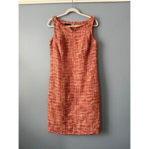 Talbots Tweed Sleeveless Sheath Dress Zipper Lined Polyester Reds Pinks Size 12